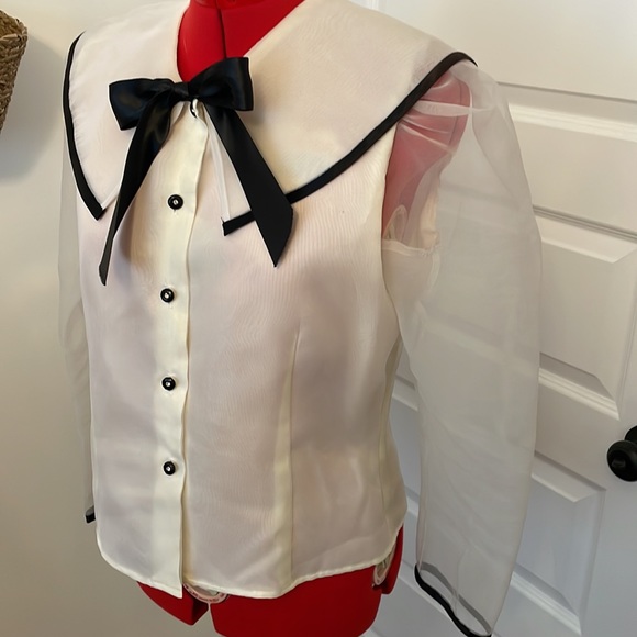 VTG 1990 Farouche by Lori Weidner Sheer Party Blouse Semi Fitted Size 11 - Picture 2 of 9